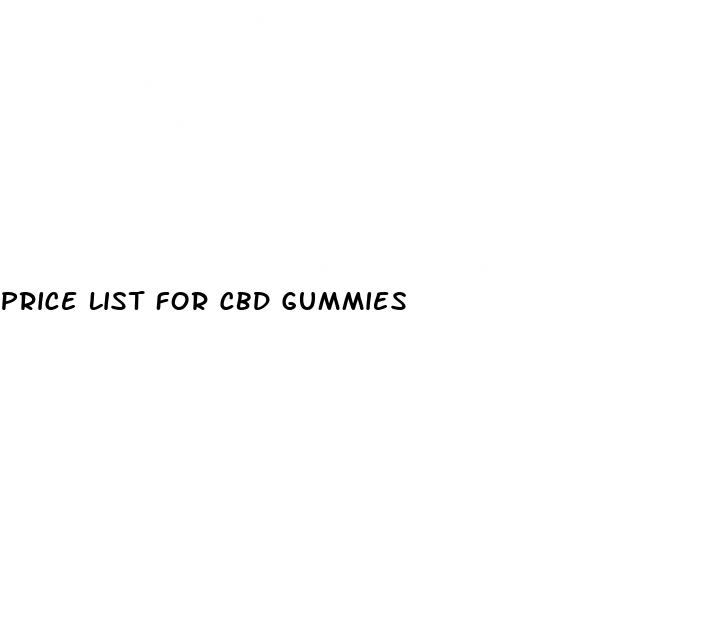 price list for cbd gummies