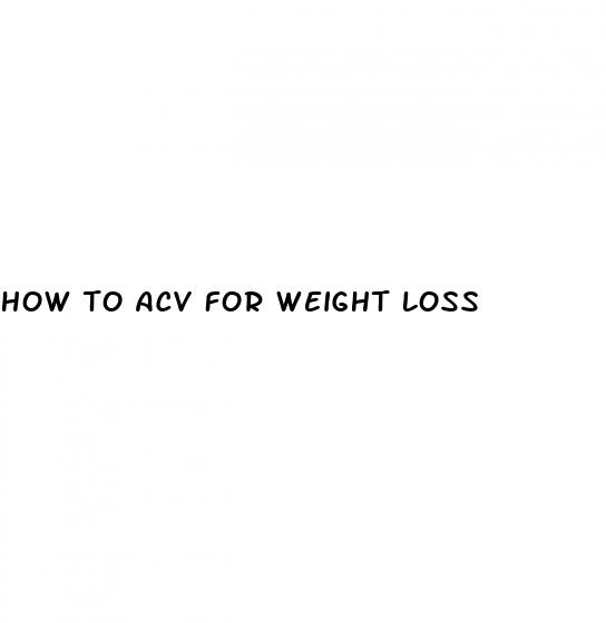 how to acv for weight loss