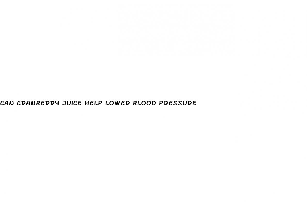 can cranberry juice help lower blood pressure