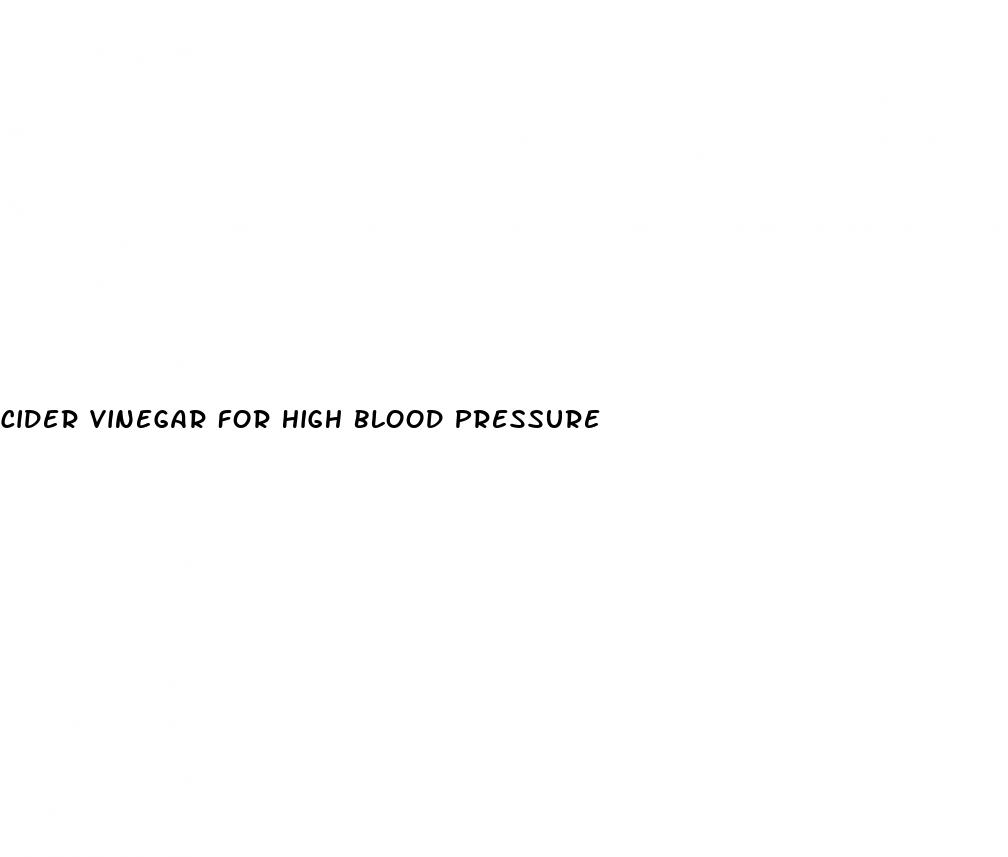cider vinegar for high blood pressure