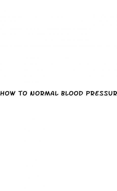 how to normal blood pressure