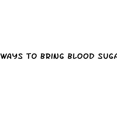 ways to bring blood sugar down fast