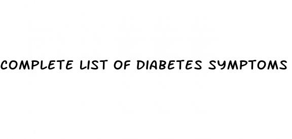 complete list of diabetes symptoms