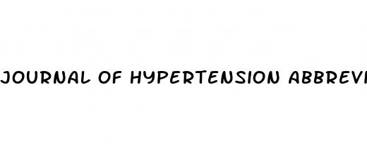 journal of hypertension abbreviation