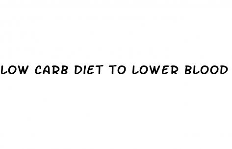 low carb diet to lower blood pressure