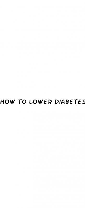 how to lower diabetes blood sugar