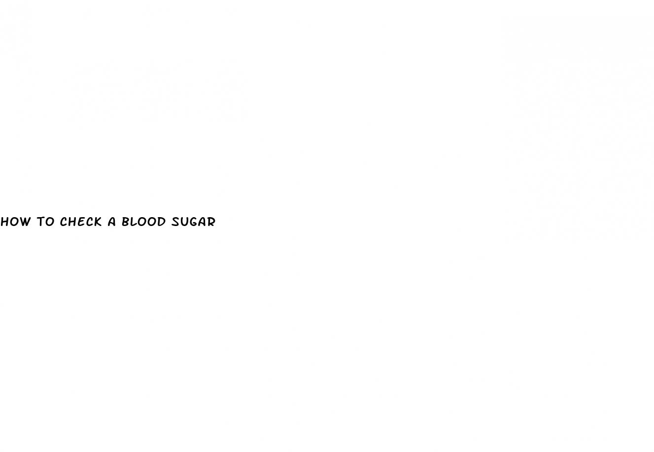how to check a blood sugar
